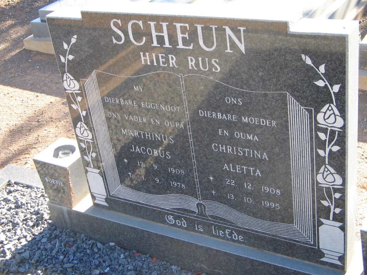 SCHEUN Marthinus Jacobus 1908-1978 &amp; Christina Aletta 1908-1995