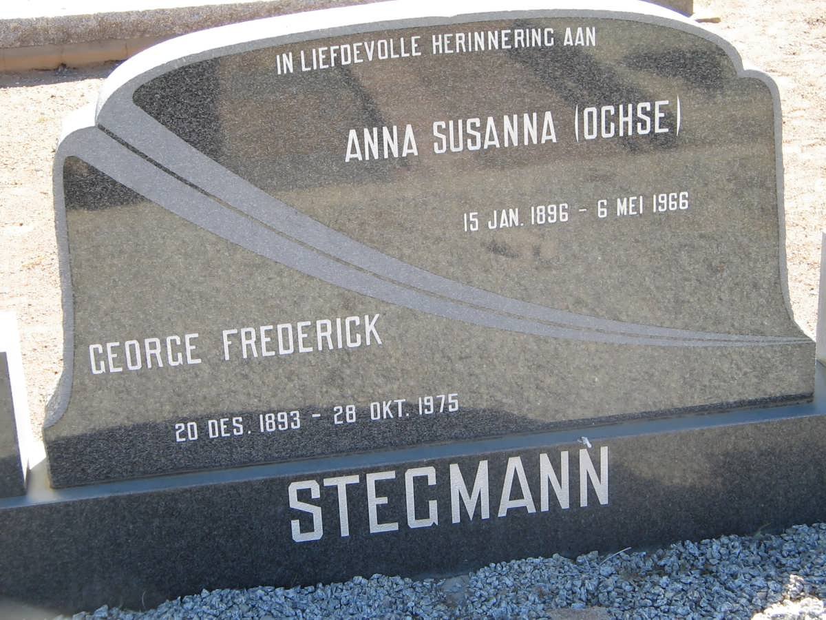 STEGMANN George Frederick 1893-1975 &amp; Anna Susanna OCHSE 1896-1966