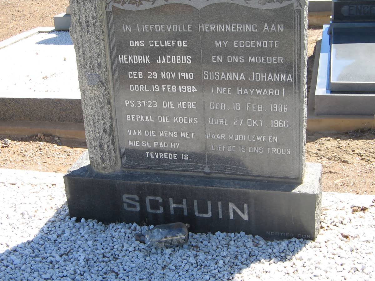 SCHUIN Hendrik Jacobus 1910-1984 &amp; Susanna Johanna HAYWARD 1906-1966
