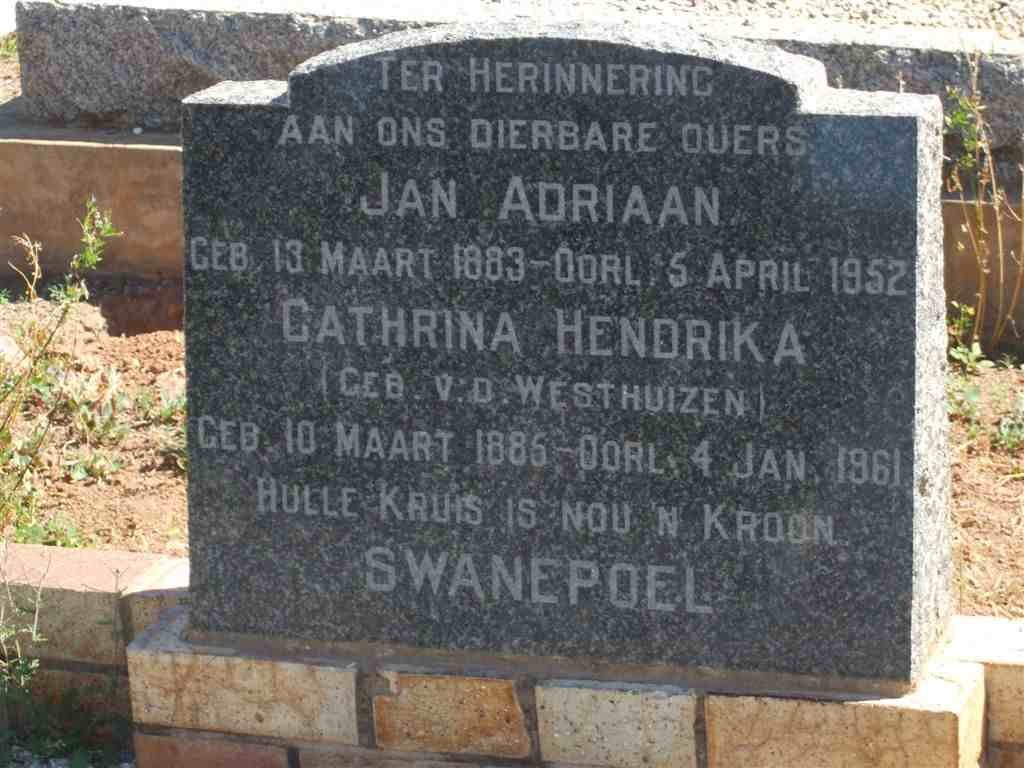 SWANEPOEL Jan Adriaan 1883-1952 &amp; Cathrina Hendrika V.D. WESTHUIZEN 1885-1961