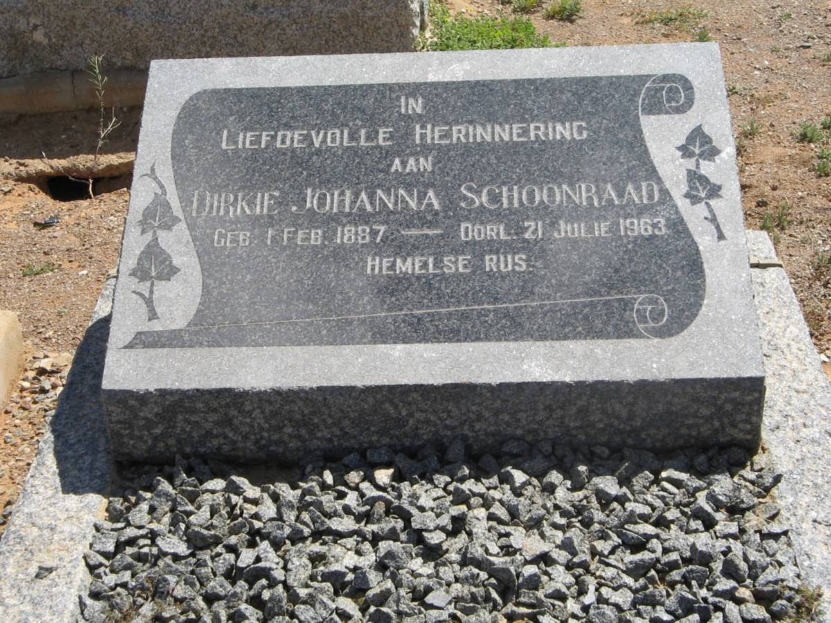 SCHOONRAAD Dirkie Johanna 1887-1963