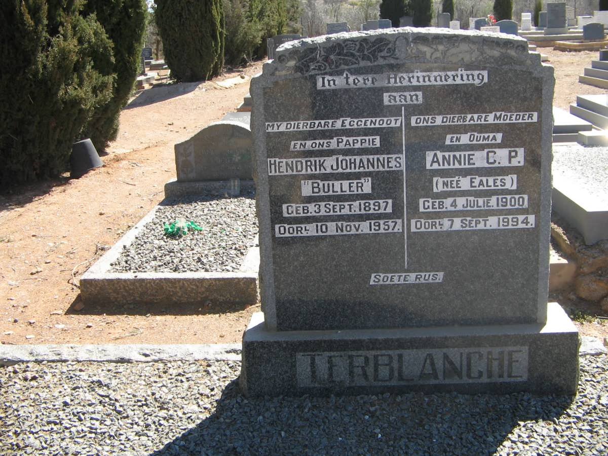 TERBLANCHE Hendrik Johannes 1897-1957 &amp; Annie C.P. EALES 1900-1994