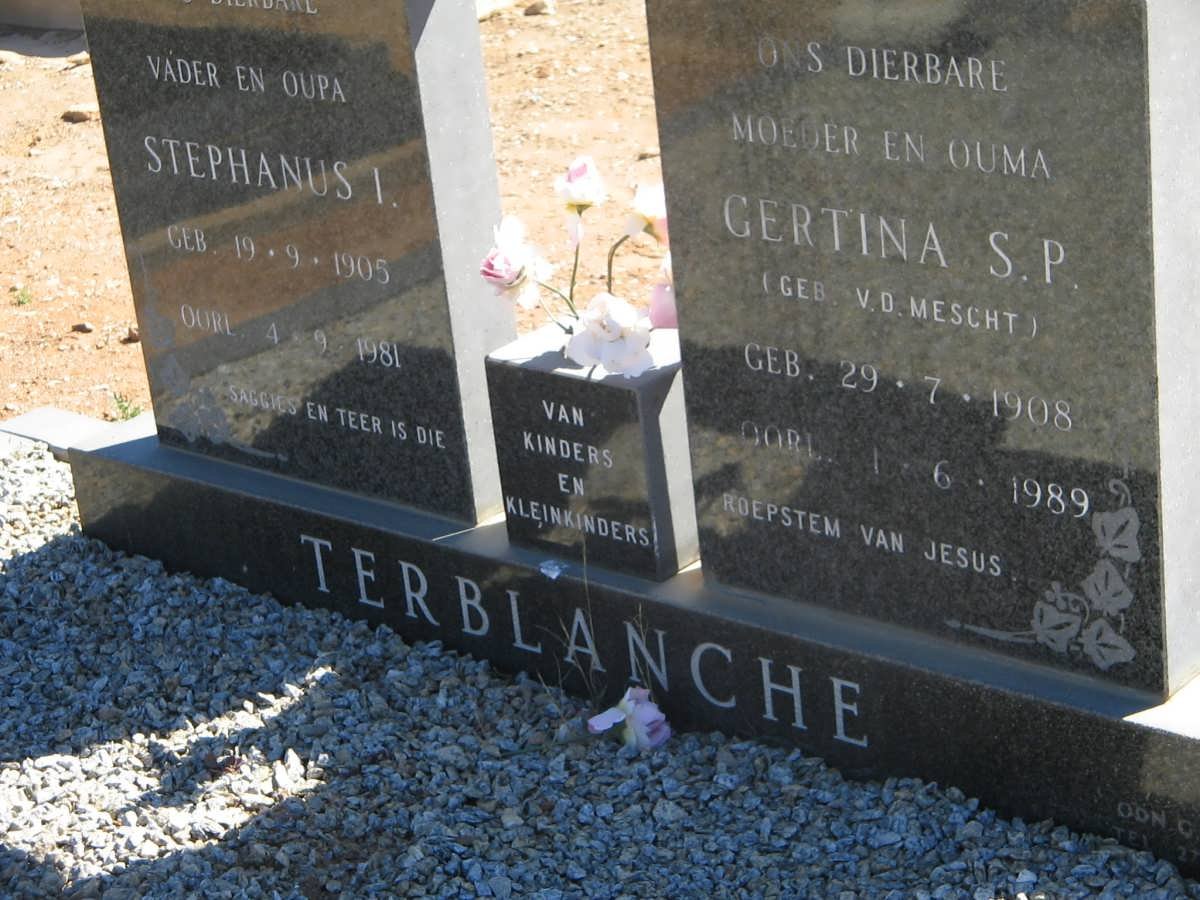 TERBLANCHE Stephanus I. 1905-1981 &amp; Gertina S.P.  V.D. MESCHT 1908-1989