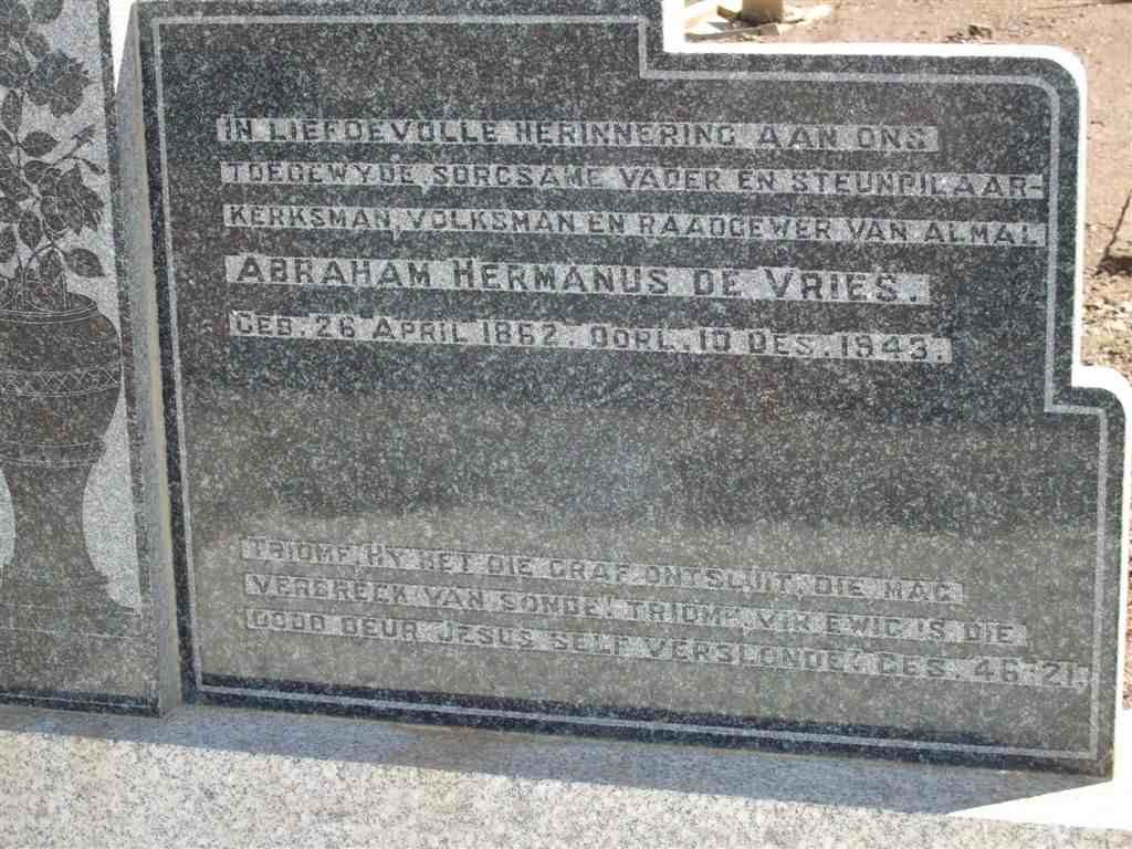 VRIES Abraham Hermanus, de 1862-1943