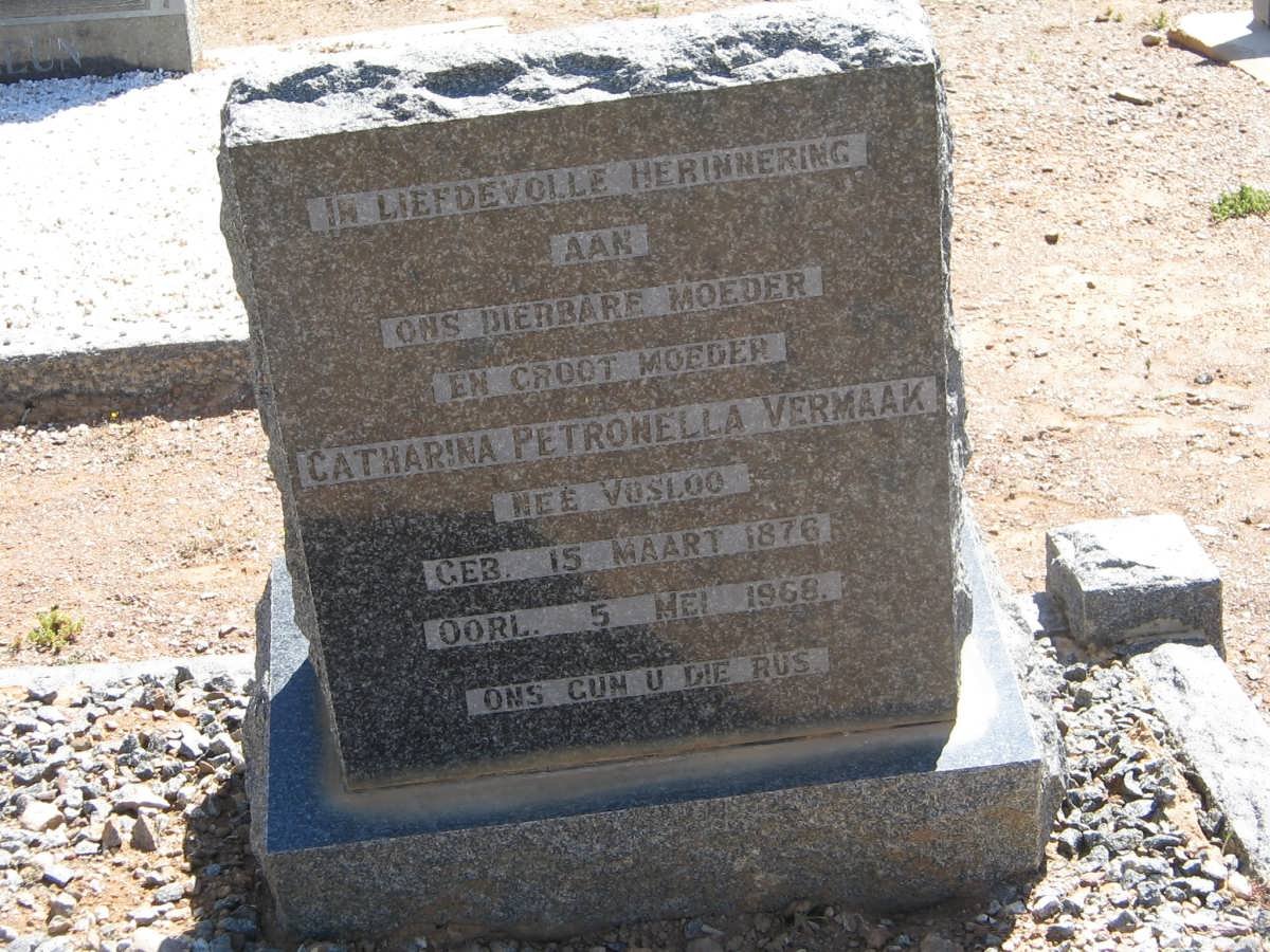 VERMAAK Catharina Petronella nee VOSLOO 1876-1968