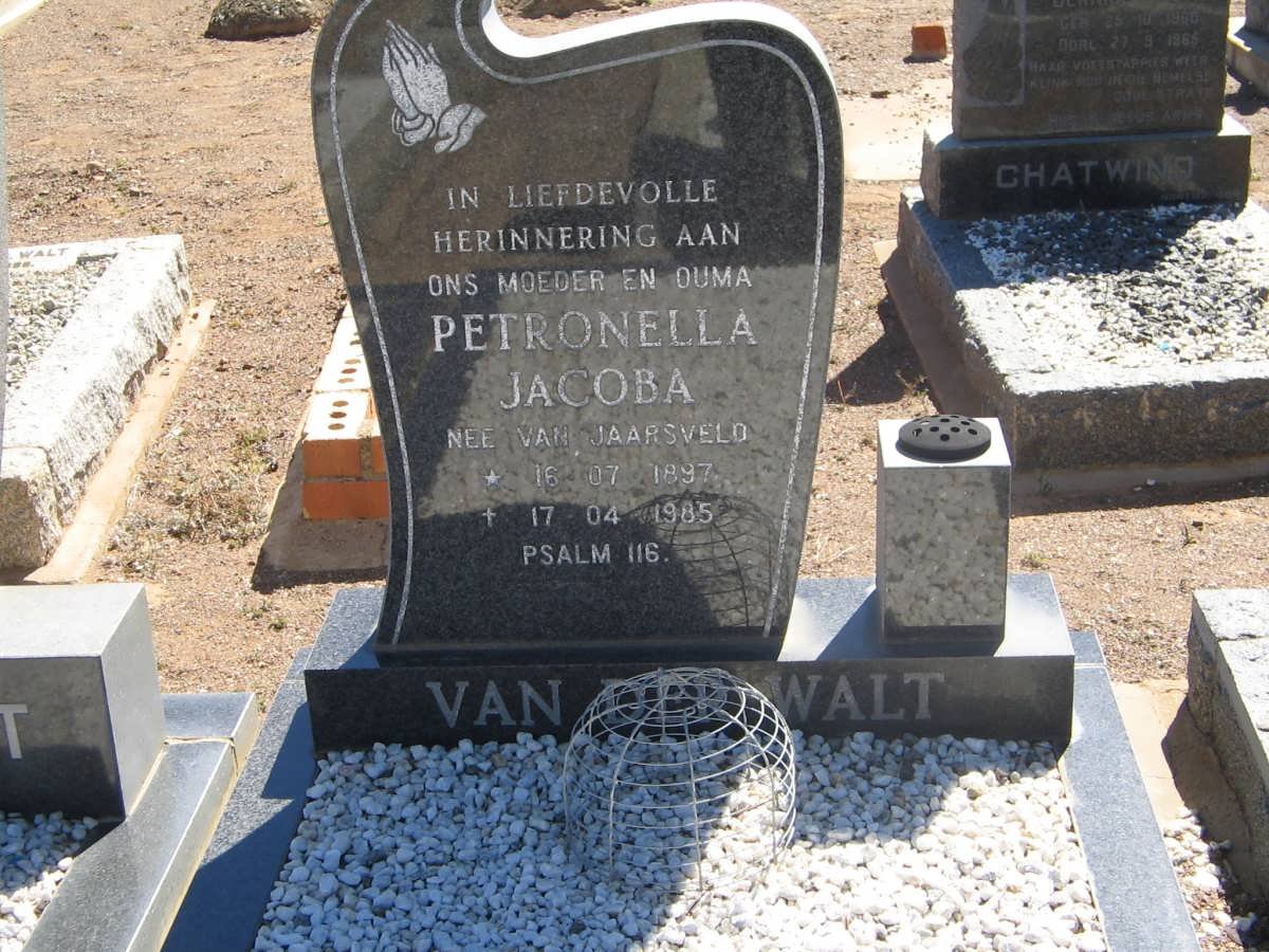 WALT Petronella Jacoba, van der nee VAN JAARSVELD 1897-1985