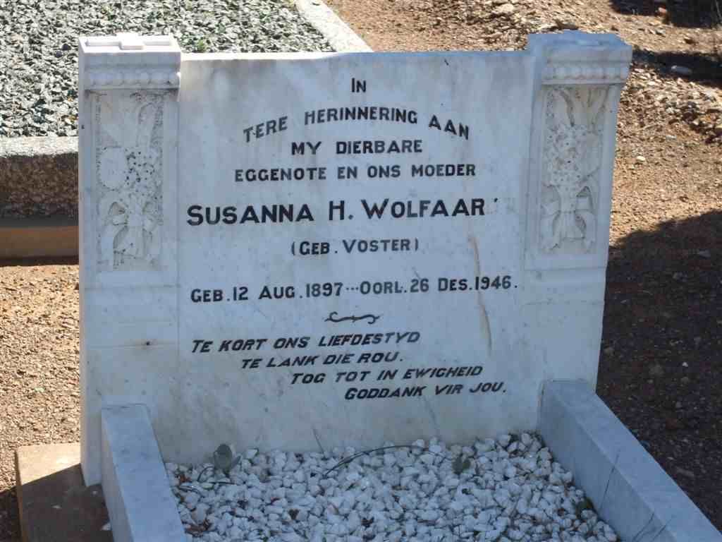 WOLFAARDT Susanna H. nee VORSTER 1897-1946