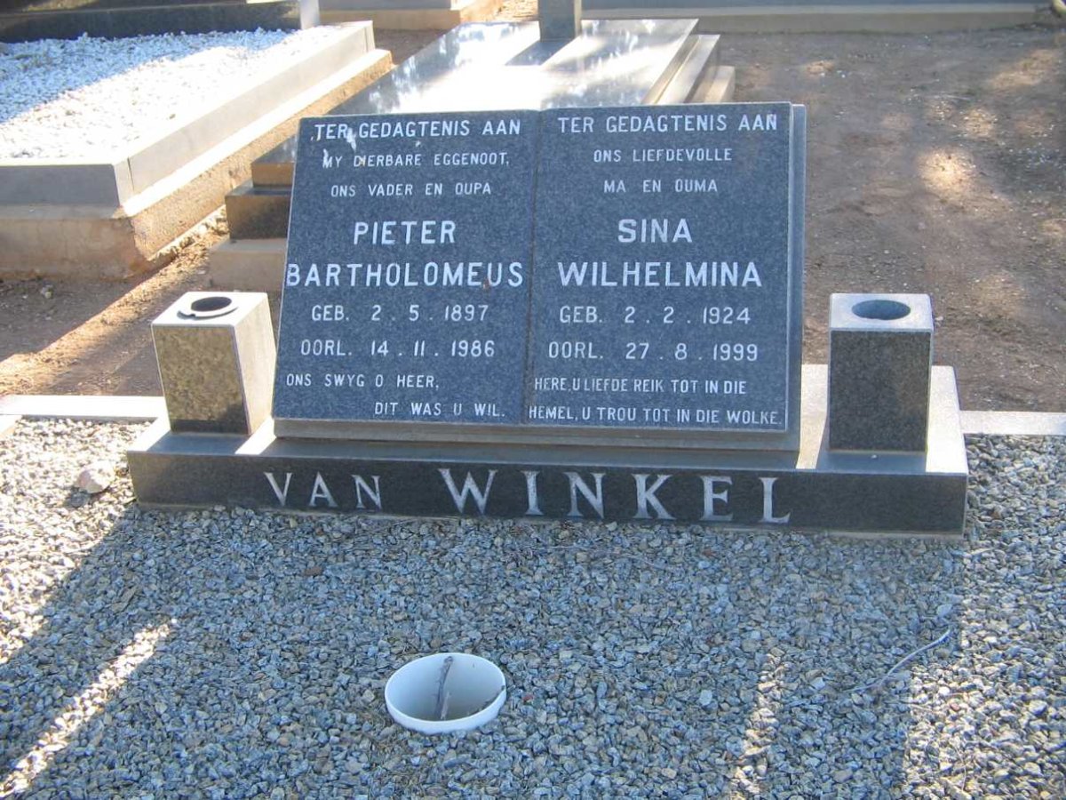WINKEL Pieter Bartholomeus 1897-1986 &amp; Sina Wilhelmina 1924-1999