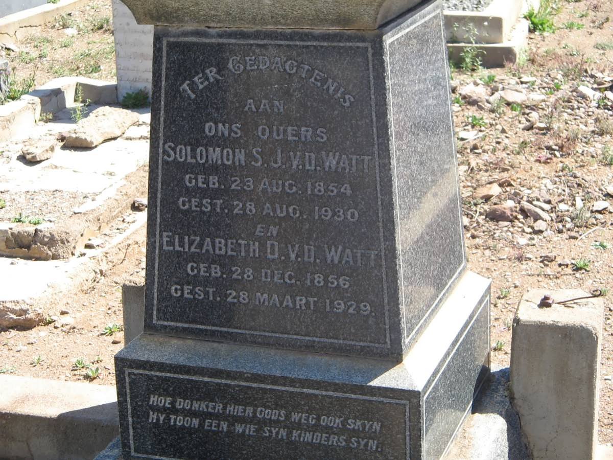 WATT Solomon S.J., v.d. 1854-1930 &amp; Elizabeth D. 1856-1929