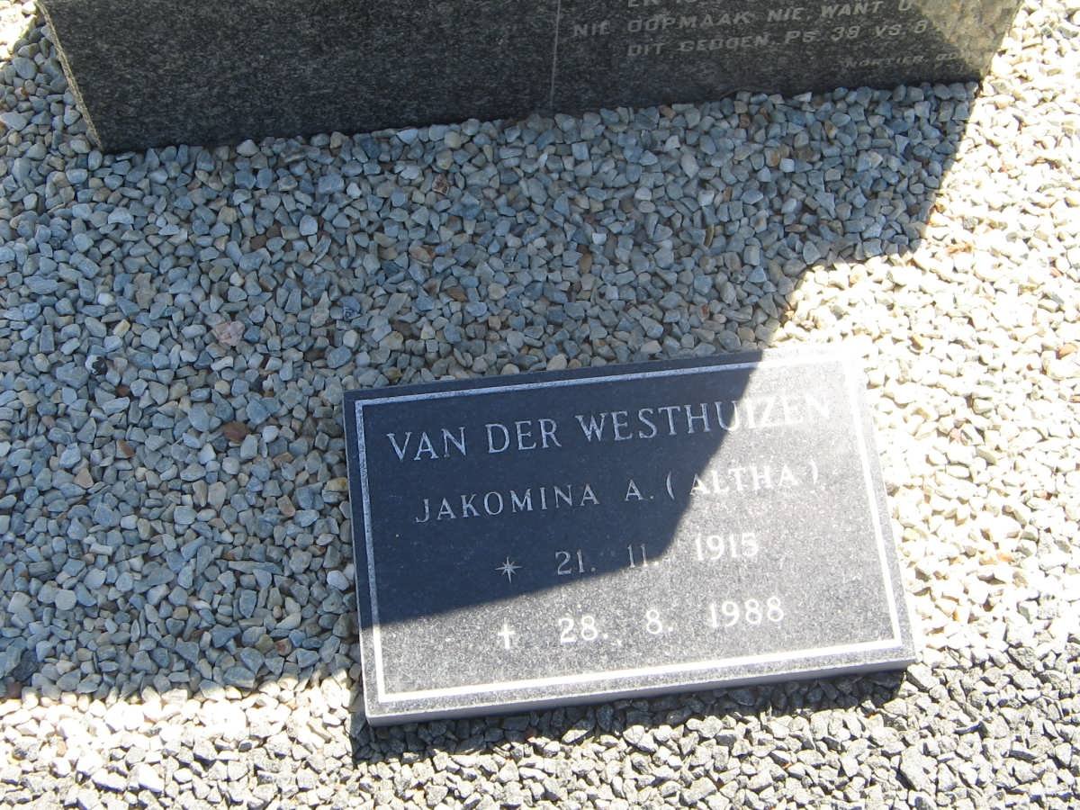 WESTHUIZEN Jakomina A., van der 1915-1988