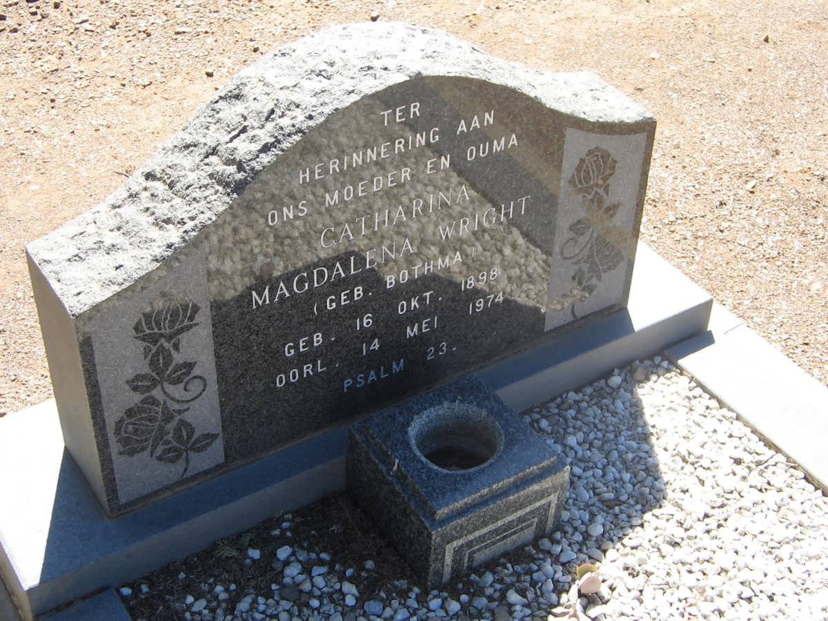 WRIGHT Catharina Magdalena nee BOTHMA 1898-1974