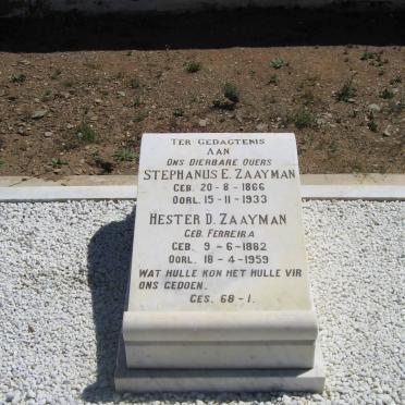 ZAAYMAN Stephanus E. 1866-1933 &amp; Hester D. FERREIRA 1882-1959