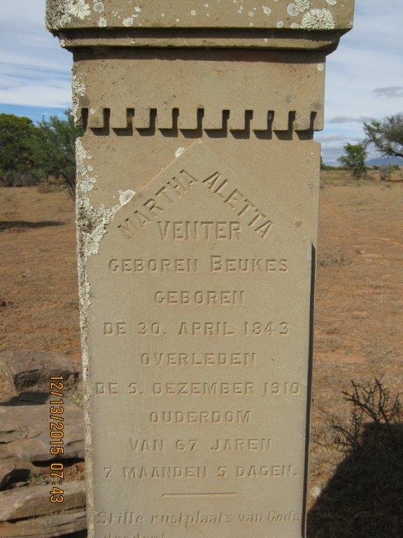 VENTER Martha Aletta nee BEUKES 1843-1910