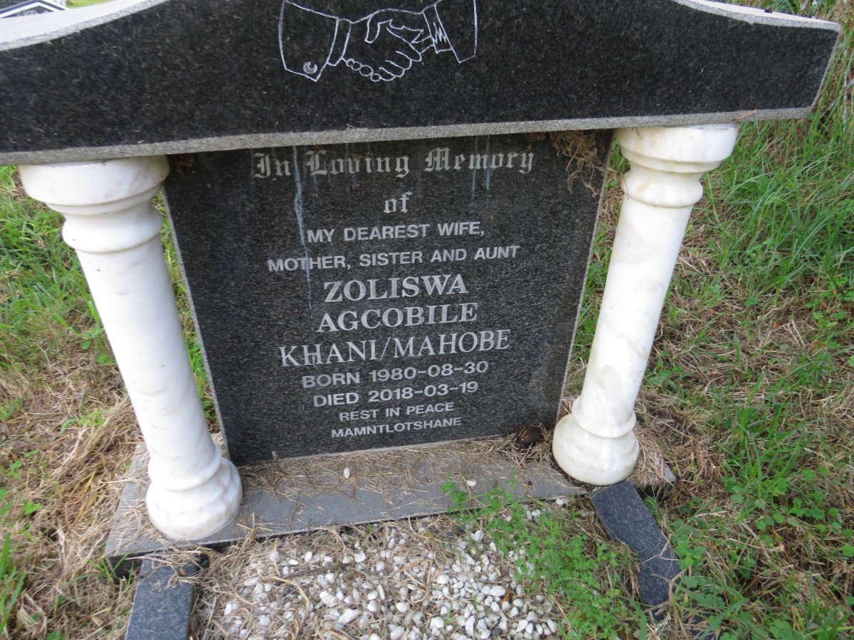 MAHOBE Zoliswa Agcobile Khani 1980-2018