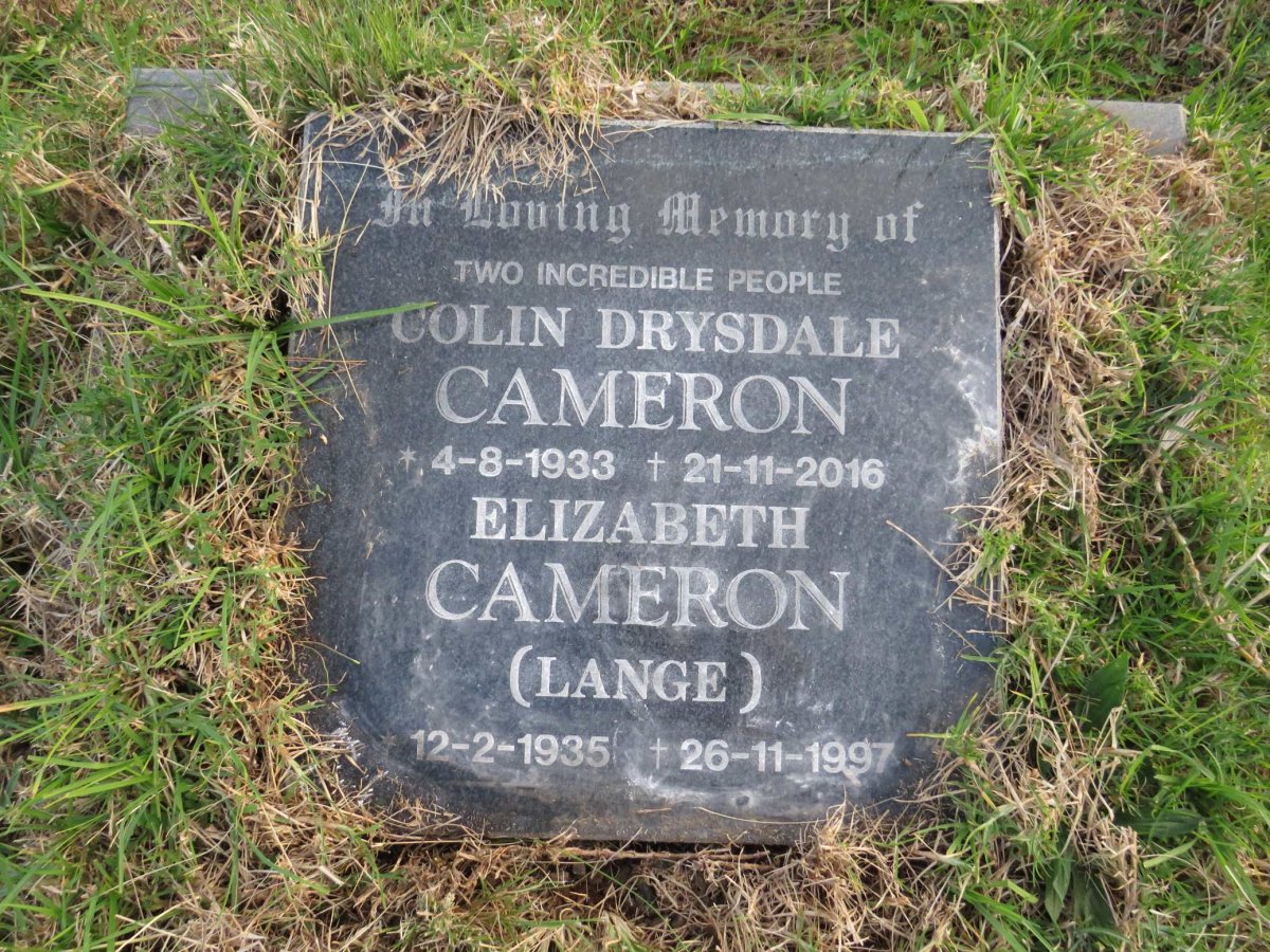 CAMERON Colin Drysdale 1933-2016 &amp; Elizabeth LANGE 1935-1997