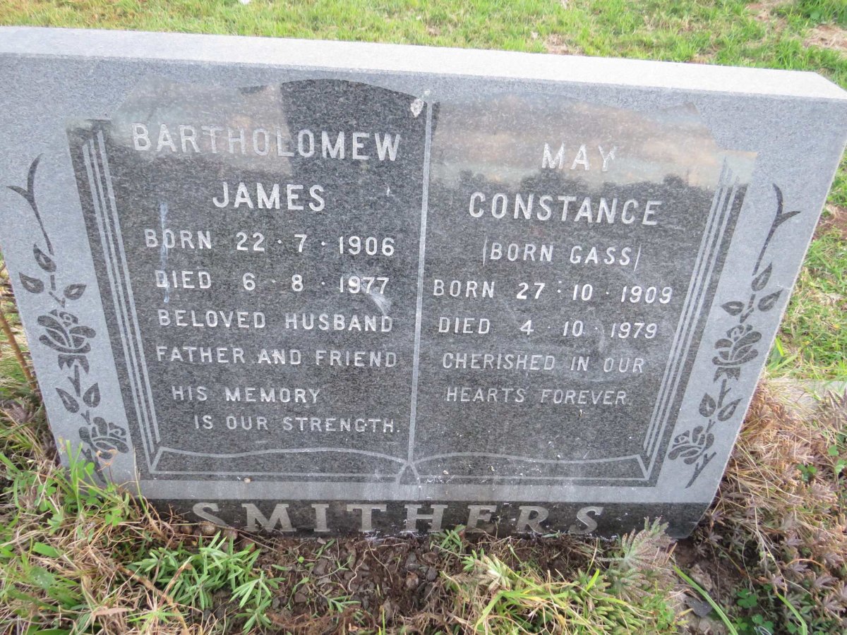 SMITHERS Bartholomew James 1906-1977 &amp; May Constance GASS 1909-1979