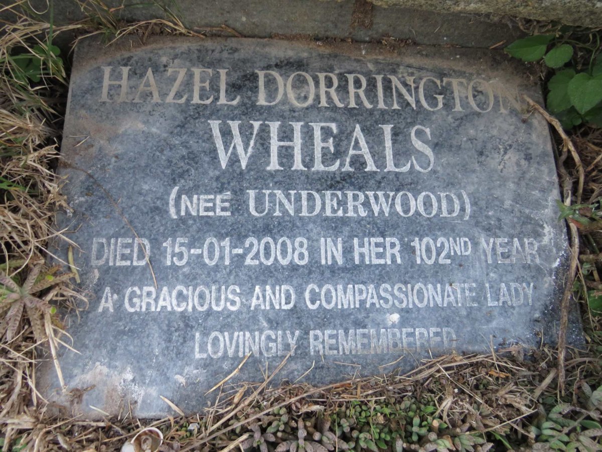 WHEALS Hazel Dorrington nee UNDERWOOD -2008