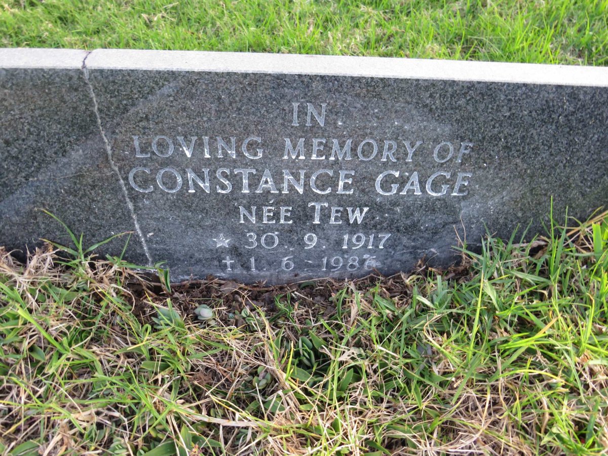 GAGE Constance nee TEW 1917-1986