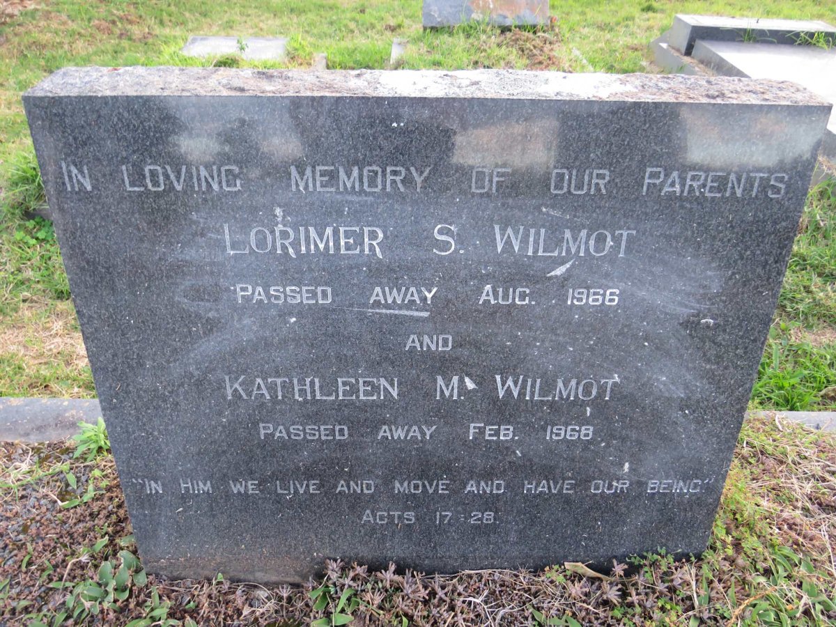 WILMOT Lorimer S. -1966 &amp; Kathleen M. - 1968