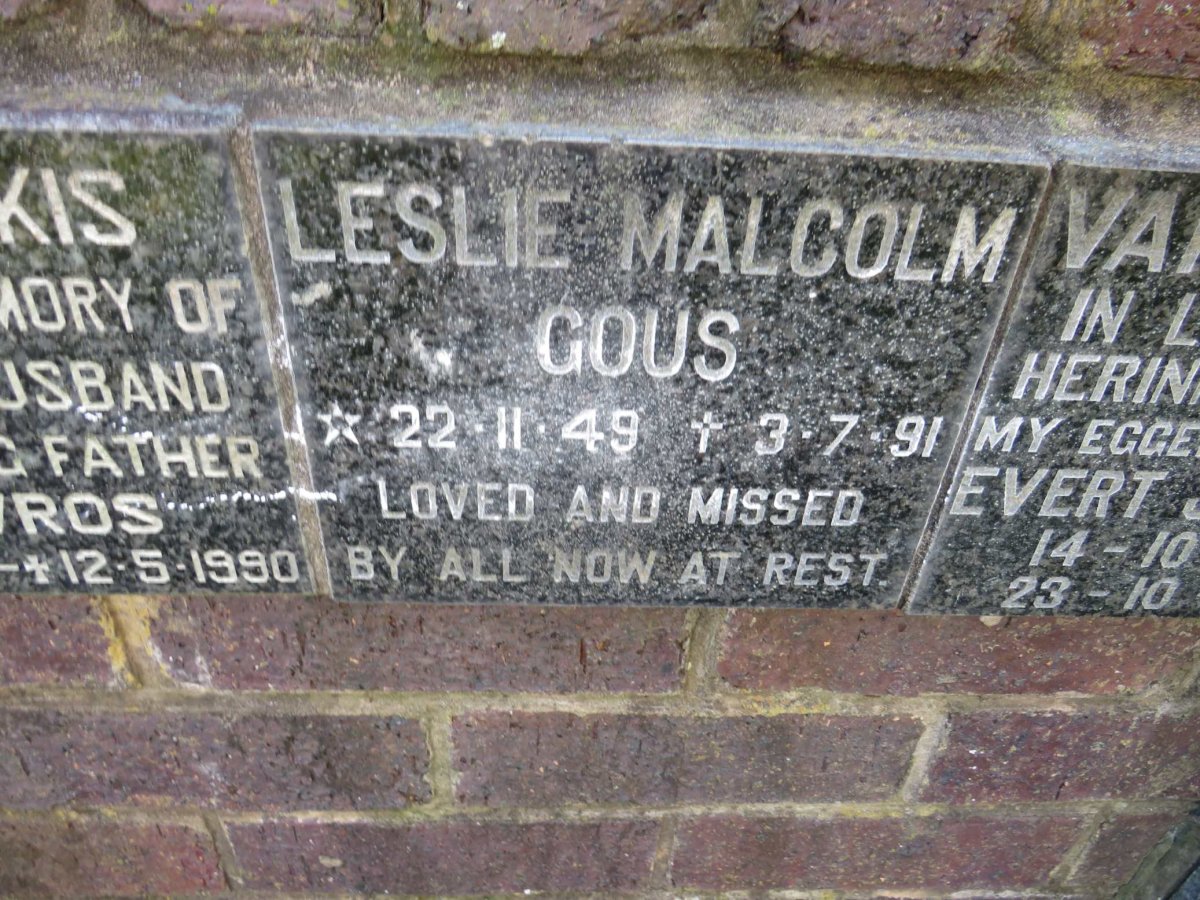 GOUS Leslie Malcolm 1949-1991