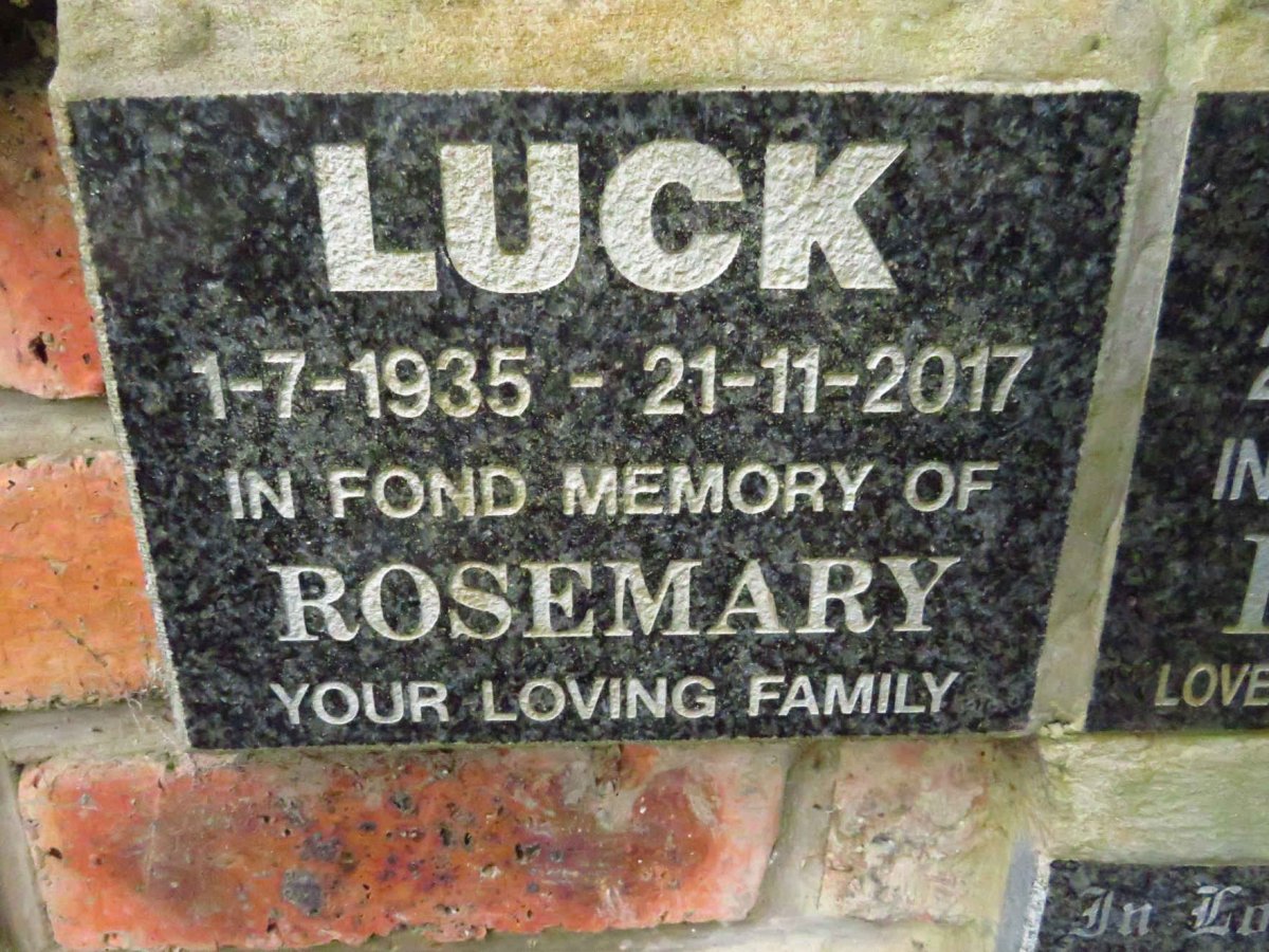 LUCK Rosemary 1935-2017