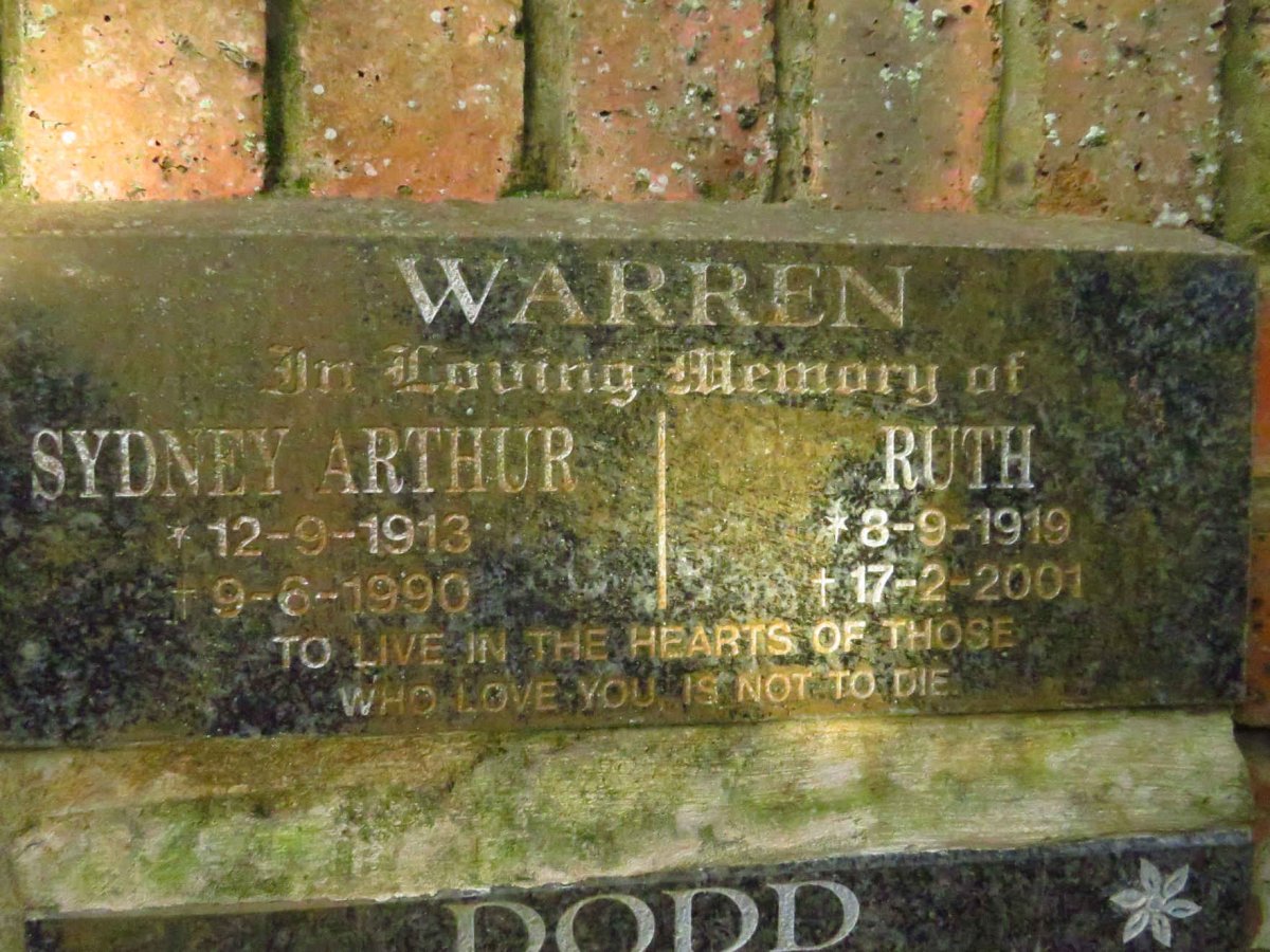 WARREN Sydney Arthur 1913-1990 &amp; Ruth 1919-2001