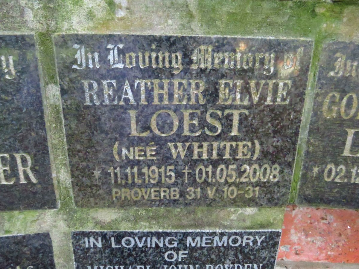 LOEST Reather Elvie nee WHITE 1915-2008