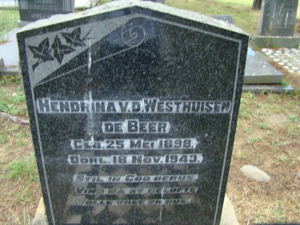 BEER Hendrina v.d. Westhuizen, de 1898-1943
