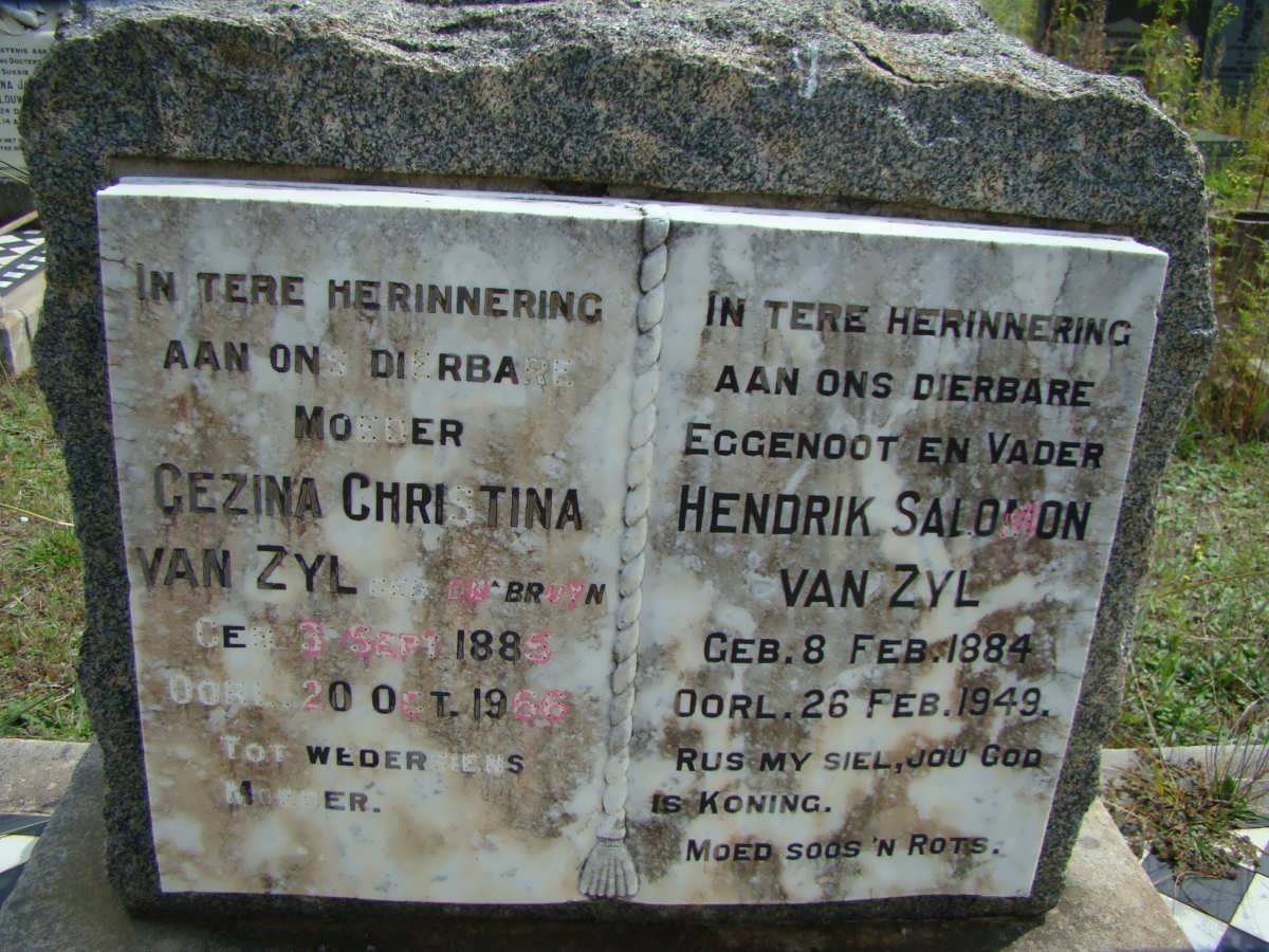 ZYL Hendrik Salomon, van 1884-1949 &amp; Gezina Christina DE BRUYN 1885-1965