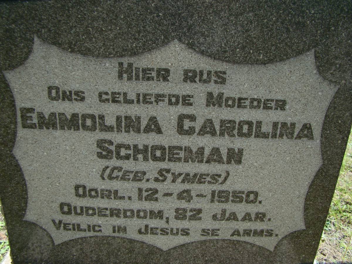 SCHOEMAN Emmolina Carolina nee SYMES -1950