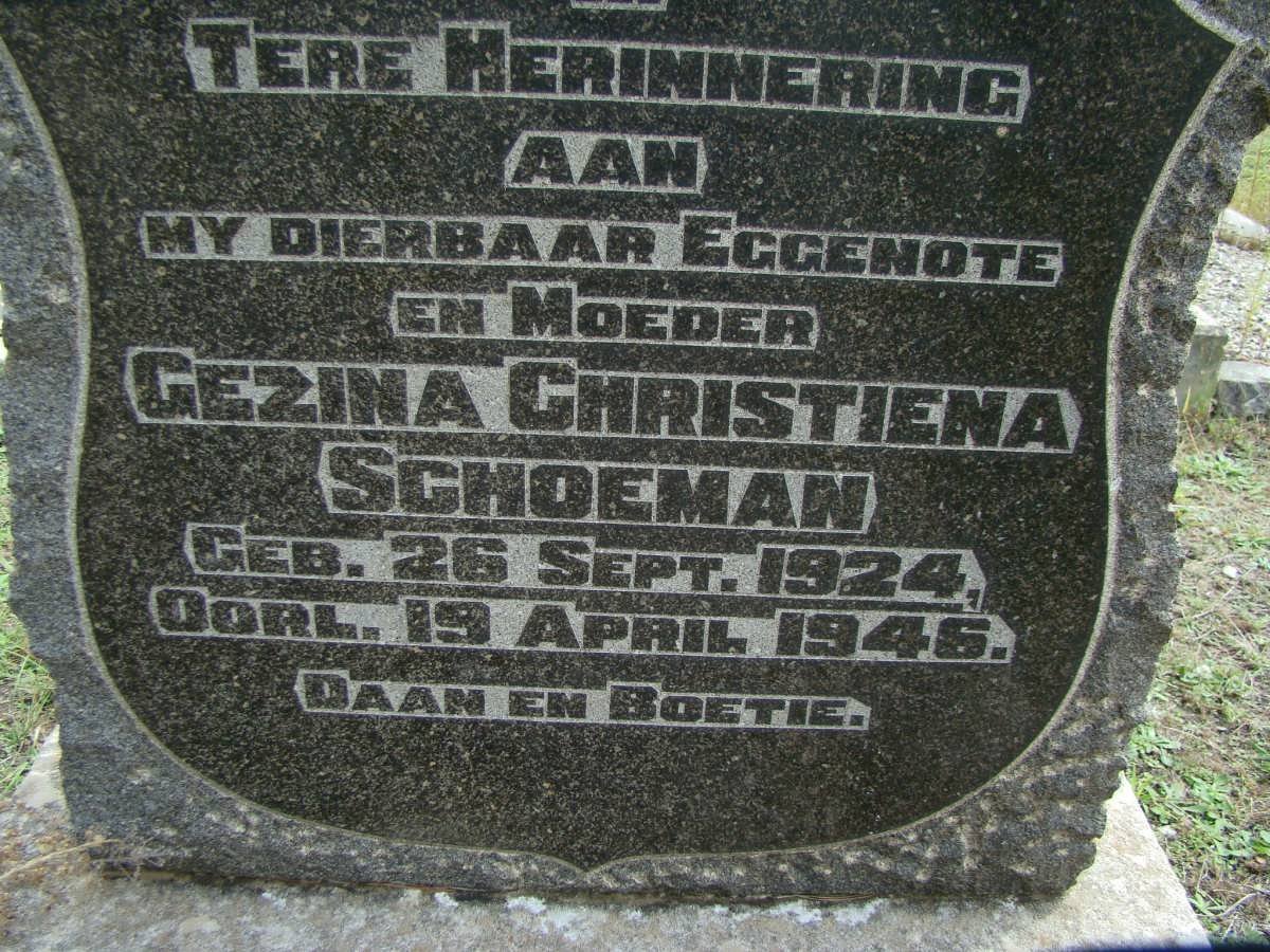 SCHOEMAN Gezina Christiena 1924-1946 