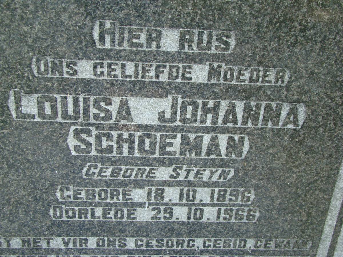SCHOEMAN Louisa Johanna nee STEYN 1896-1966