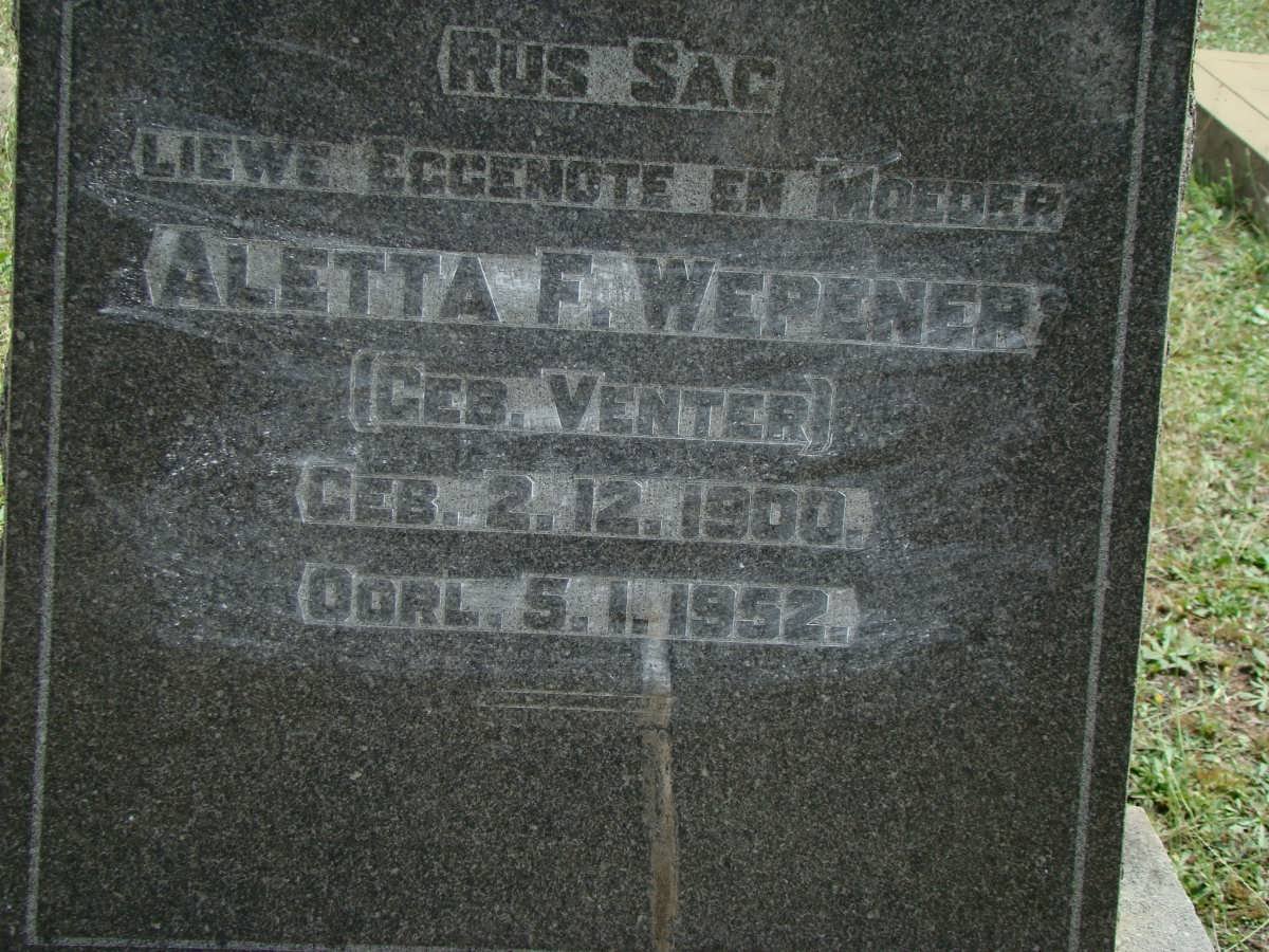 WEPENER Aletta F. nee VENTER 1900-1952
