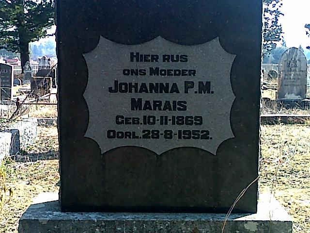 MARAIS Johanna P.M. 1869-1952