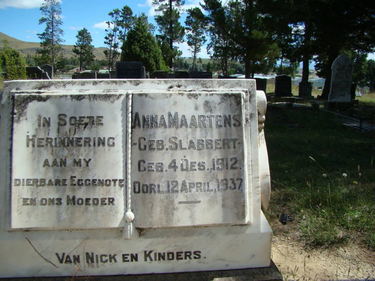 MAARTENS Anna nee SLABBERT 1912-1937