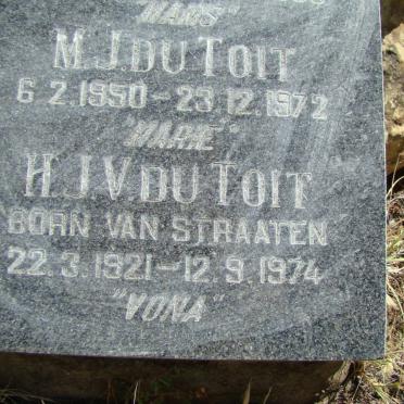 TOIT M.J., du 1950-1972 :: DU TOIT H.J.V. nee VAN STRAATEN 1921-1974