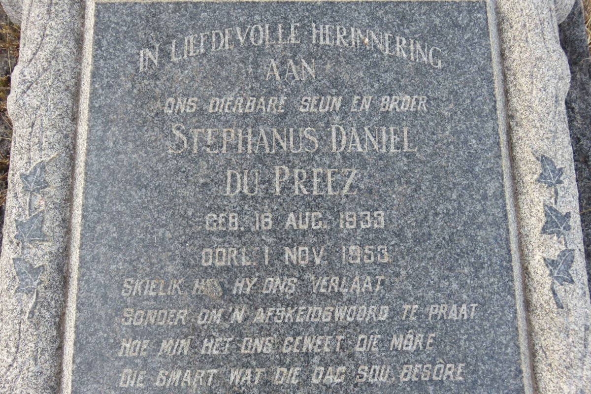 PREEZ Stephanus Daniel, du 1933-1953