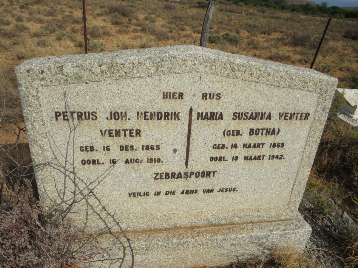 VENTER Petrus Joh. Hendrik 1865-1910 & Maria Susanna BOTHA 1869-1942
