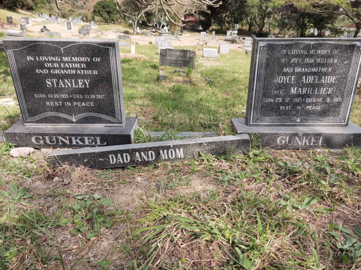 GUNKEL Stanley 1926-2007 &amp; Joyce Adelaide MARILLIER 1921-1991