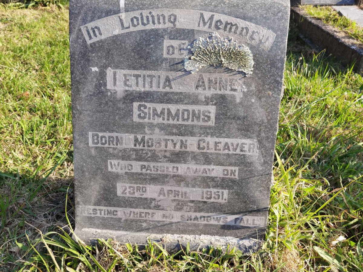 SIMMONS Letitia Anne nee MOSTYN-CLEAVER -1951