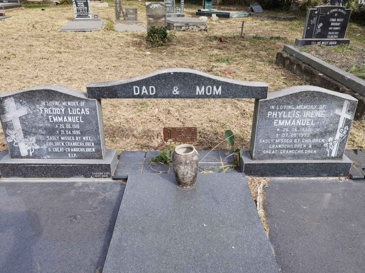 EMMANUEL Freddy Lucas 1918-1996 &amp; Phyllis Irene 1928-1999