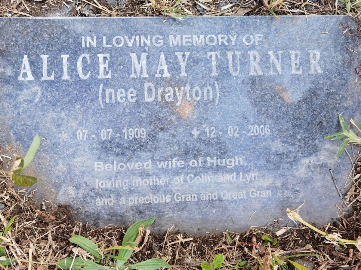 TURNER Alice May nee DRAYTON 1909-2006