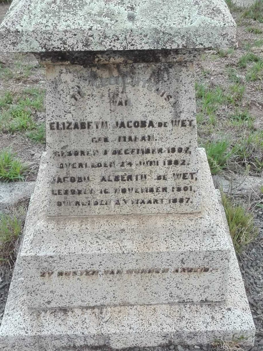 WET Jacobus Albertus, de 1801-1887 &amp; Elizabeth Jacoba MALAN 1807-1882