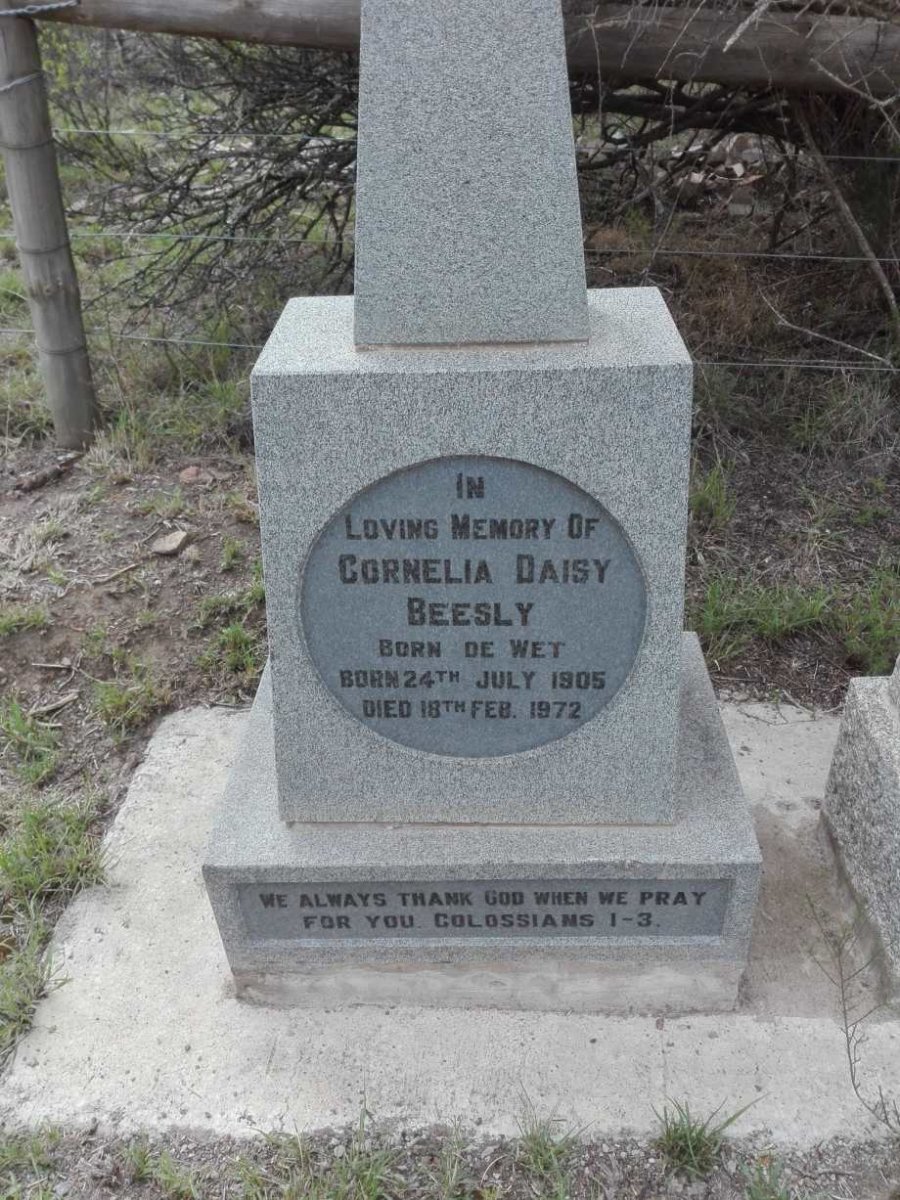 BEESLY Cornelia Daisy nee DE WET 1905-1972