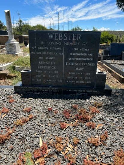WEBSTER Kenneth Frederick 1912-1999 & Florence Francis Mary 1916-2015