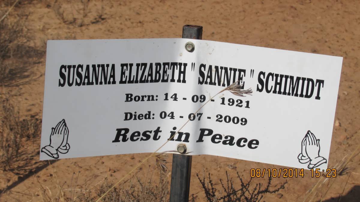 SCHMIDT Susanna Elizabeth nee LABUSCHAGNE 1921-2009